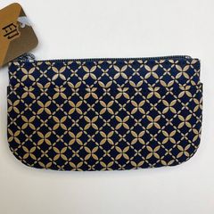 新品未使用品 甲州印伝【小銭入れ 七宝繋ぎ 紺×白漆】コインケース 小物入れ 鹿革 漆型染め 海外土産 日本皮工芸品 日本製