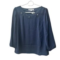 DD115 MISCH MASCH ミッシュマッシュ 七分袖ブラウス ネイビー レディース Sサイズ