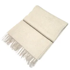 美品 Johnstons of Elgin ジョンストンズオブエルガン カシミヤ100％ 大判 フリンジ ストール マフラー ベージュ レディース 古着 中古 USEDのサムネイル