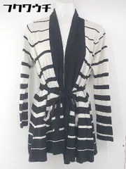 ◇ ◎ INDIVI インディヴィ ボーダー 長袖 ニット 巻き カーディガン サイズ38 ホワイト ブラック レディース  【中古】 【1107190009727】