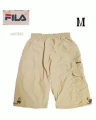 FILAフィラ　古着ナイロンカーゴショーツ　ベージュ　M 裾ドローコード　テック