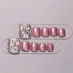 【人気商品】穿戴甲 フットネイルチップ ナチュラルフィット (10個) 美容 フットネイルに最適な両面テープ パーティー 結婚式 成人式セレモニー おしゃれ (05#Iceberry シンプル かわいい 光沢感 キラキラ 繰り返し使える 100%手作り 猫目マ