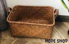 新しい未使用 籐風バスケット 2点セット プラカゴ ランドリー 洗濯カゴ 収納 PP 木目 ブラウン 雑貨 インテリア 収納バスケット 収納ボックス 収納かご