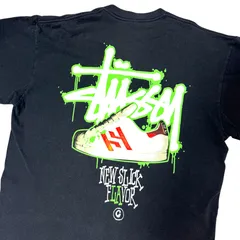 00s Y2K STUSSY スニーカー サンプリング プリント Tシャツ XLサイズ 紺タグ カスタメイド アート Vintage ヴィンテージ ビンテージ オールド Graffiti オールドスケート オールドサーフ