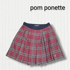 【ポンポネット】秋 冬 赤チェック 150 ジュニア pom ponette   キュロット スカート スカート プリーツ 女の子 ファスナー