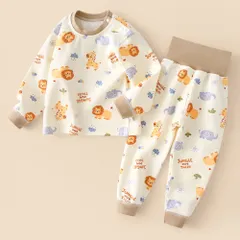 ☆ アニマル ☆ 90cm ☆ キッズ パジャマ ルームウェア 長袖 コットン キッズ パジャマ ルームウェア 長袖 コットン 部屋着 寝巻き 寝巻 ナイトウェア キッズパジャマ 長袖Tシャツ 長ズボン ロングパンツ クルーネック セットアップ 丸首 上下
