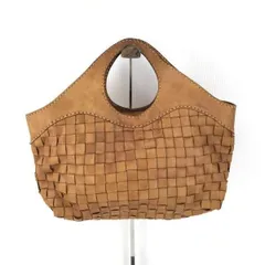 robita/ロビタ★編み込みレザー★トートバッグ★ブラウン◆1-148