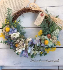 紫陽花とミモザのハーフリース