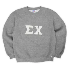 ラッセル RUSSELL 90s 90年代 ロゴパッチ 前V スウェットシャツ クルーネック レター ワッペン USA製 ヴィンテージ アメリカ 古着 メンズ スウェット トレーナー 霜降りグレー L【中古】