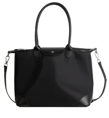 Color:ブラックＬ CC-MAX トートバッグ ハンドバッグ ナイロン 2WAY ショルダーバッグ a4 大きめ ビジネス フォーマル 通勤 オフィス ファスナー付き 春 夏 秋 冬 レディース 撥水 軽量 大容量 CC2308(ブラックL)