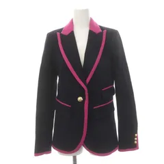 ジューシークチュール JUICY COUTURE ウール バイカラー ジャケット テーラード シングル 0 黒 ブラック ピンク /DF ■OSのサムネイル