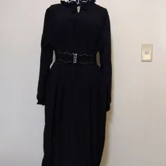 r.p.s　ブラック　シフォン　プリーツワンピース