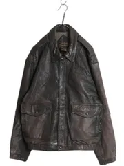 【お得なクーポン配布中!】 90s エディーバウアー A-2 タイプ フライト ジャケット メンズ L / オールド Eddie Bauer 革ジャン 本革 ラム レザー ボンバー 黒タグ 黒