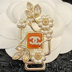 【今日特価】CHANEL シャネル 22 年 ハーフパール フラワー ブローチ with ボトル デザイン?-WTO輸入3