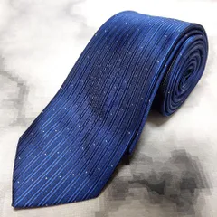 タカキュー TAKA-Q 美品 未使用品 微光沢 ネクタイ ストライプ×ドット ウォッシャブル 濃紺系 ネイビー系 M-009057 ゆうパケット