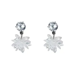 韓流　人気ランキング上位　アイスフラワー　ショート　スタッド　ピアス　クリスタル