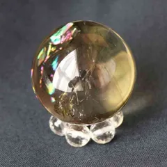 シトリン 丸玉 虹入り スフィア 34ミリ 置物 金運アップ 黄水晶 天然石 パワーストーン レディース メンズ プレゼント ギフト クリスマス 贈り物