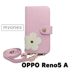 【新品未使用】 OPPO Reno 5A オッポ リノ5A レノ5A スマホケース 手帳型 (色：バイオレット) 斜めがけ スマホショルダー ストラップ付き 落下防止 カード収納 鏡付き くすみカラー myones-case024-reno5a-viol