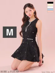 Mサイズ　ブラック(fm3439)  XSサイズあり【ROBE de FLEURS/ローブドフルール】ビジューライン/ ノースリーブ/ フレア/ ミニドレス/ キャバドレス[OF2] [FM3439-CMY-2501]