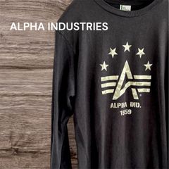 ALPHA INDUSTRIES アルファインダストリーズ ブラック 迷彩 メンズ長袖Tシャツ  Lサイズ 古着