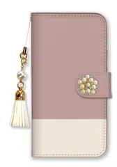 AQUOS R8 SH-52D ケース 手帳型 アクオスR8 スマホケース パール デコ付き ストラップ付 バイカラー 無地 ツートン シンプル かわいい おしゃれ 水色 ピンク パステルカラー カラー07