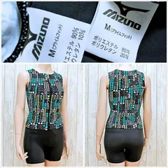 ME1-671☆新品同様 MIZUNOミズノ ハート柄 フロントチャックオープン Mサイズ/プライムフィット レディース 練習用水着 フィットネスジムプール セパレート セットアップ◎