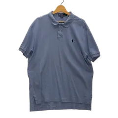 Polo by Ralph Lauren/ポロバイラルフローレン ポニー刺繍 半袖 ポロシャツ ボタンダウン ワンポイントロゴ刺繡 オーバーサイズ ビッグシルエット スリランカ製 メンズ XL ブルー