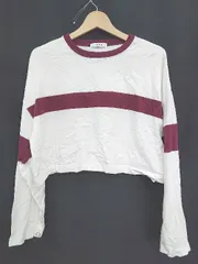 ◇ Θ　Φ JEANASIS ジーナシス コットン100%　ショート丈 長袖 ロンＴ カットソー サイズF ホワイト レディース P  【1409090035630】