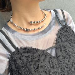 【錆びないｺｰﾃｨﾝｸﾞ】4way メタリックパールチョーカー