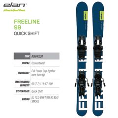 スキーセット 板 ショートスキー ファンスキー エラン フリーライン ELANFREELINE 99 QUICK SHIFT + EL 10.0 GW 99cm ビンディング付 23-24 2024 日本正規品 旧モデルのサムネイル