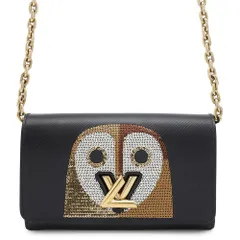 ルイヴィトン チェーンウォレット エピ スパンコール ポルトフォイユ・ツイスト チェーン フクロウ M62334 黒 ブラック 財布