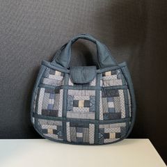 ハンドメイド 着物リメイク パッチワークトートバッグ 27 大島紬