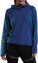 Cenote Rico セノーテリコ トレーニングウェア レディース 長袖 パーカー 速乾 ジムウェア ヨガ スポーツウェア カジュアル( ブルー,  M)