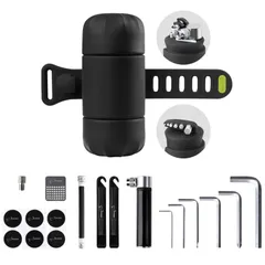 【在庫処分】14-in1 携帯工具ボックス ポータブルツールキット 携帯型マルチツール パンク修理キット 自転車 ロードバイク ロードバイク 空気入れ クロスバイク サイクリングツール 修理キット 軽量コンパクト 携帯工具セット ミニポンプ付き 工具セット バのサムネイル