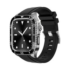 アップルウォッチバンド（Apple Watchバンド）ステンレスアーマーケース一体型バンド【TPUブラックベルト×シルバーケース】44mm/45mm対応 [BELTIES]