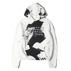 Maison Martin Margiela メゾンマルタンマルジェラ パーカー サイズ:46 20AW ダイアゴナル プリント スウェット パーカー DIAGONAL PAINT EFFECT HOODIE トップス フーディ ホワイト イタリア製のサムネイル