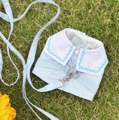 犬 猫ハーネス【リード付き】胴輪 犬服 ペットウェア 犬服　可愛い襟付き二色