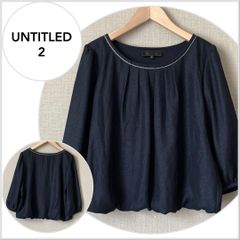 【美品♪】アンタイトル　シアーブラウス　ネイビー