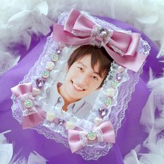 硬質ケース 推しカラー 硬質デコケース 硬質ケースデコ デコケース レースデコ 写真ケース アイドル写真 公式ブロマイド写真 B7 L版ケース パープル 紫担当 ギフト 卒業式 入学式 結婚式