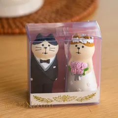 コンコンブル　乾杯文鳥　ウェディングマスコット　結婚式　洋装猫 楽天市場】デコレ 猫 ウェディングの通販