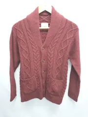 ◇ ⊇ JUNRed ジュンレッド 長袖 ケーブルニット カーディガン サイズS ボルドー系 メンズ E  【1506250012200】