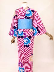 【新品】浴衣・帯セット(フリーサイズ) 113-0069