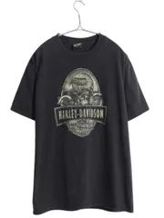 【お得なクーポン配布中!】 ハーレー ダビットソン 両面 プリント Tシャツ メンズ L / 古着 オフィシャル ヘビーウェイト イーグル バイク イラスト グラフィック 黒