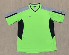 NIKE ナイキ 半袖ラグランロゴ入りTシャツ 蛍光グリーン 黒 グレー M