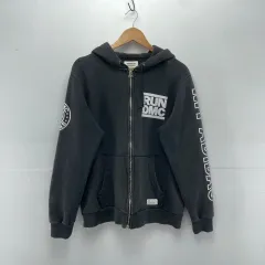adidas × RUN DMC ロゴプリント ジップアップ パーカー adidas アディダス RUN DMC ダブルジップ ロゴ プリント
