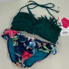 （お値下げ）【新品タグ付未使用品！】LAULEA 水着 ボタニカル柄 レースアップバンドゥ水着 【LAULEA】 | Laulea