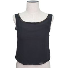 ダイアグラム グレースコンチネンタル 24SS ラメメッシュニット カットソー ノースリーブ Vネック 36 黒 ブラック ゴールド色 /DO ■OS レ ボウタイラメノースリーブ / GRACE CONTINENTAL | GRACE