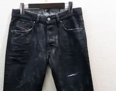 最終大処分特価！定価49,500円 新品　DIESEL (ディーゼル) ヴィンテージコーティングスリムスキニーデニムパンツ/クラッシュダメージジーンズ (ブラック) W29