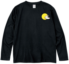 うさぎワンポイントイラスト/オリジナルデザイン/00102-CVL/Printstar 5.6オンス ヘビーウェイト長袖Tシャツ/ブラック