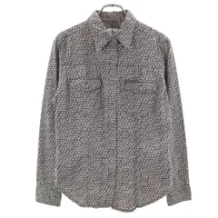 Calvin klein Jeans カルバンクラインジーンズ 90s 日本製 オールド 長袖 シャツ S ネイビー×ベージュ レディース 古着のサムネイル
